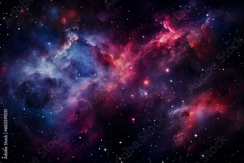 a cosmic scene with abundant stars on a black background  accompanied by pink  purple  red  and blue backgrounds adorned with stars. Generative AI