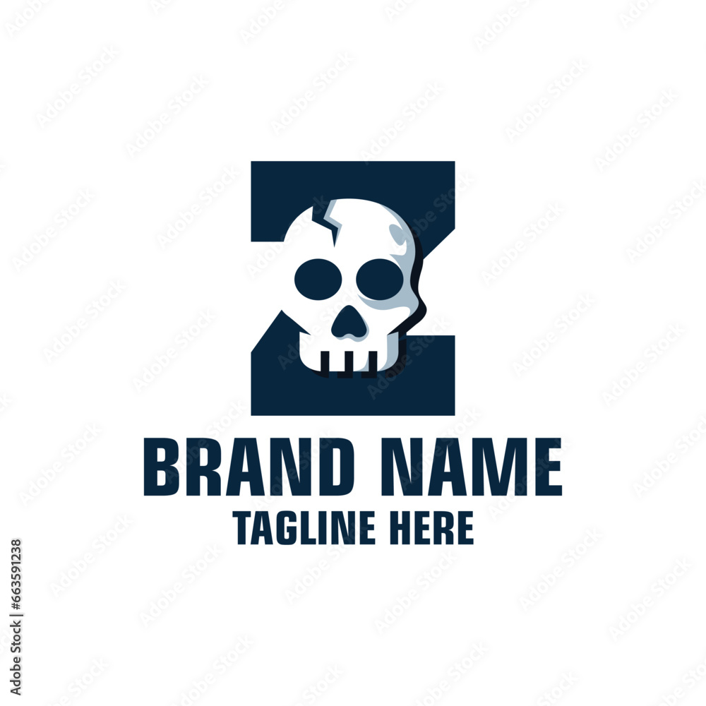 Letter Z Skull Logo Design Template Inspiration, Vector Illustration. Letter Z Skull Logo Design Template Inspiration, Vector Illustration.
