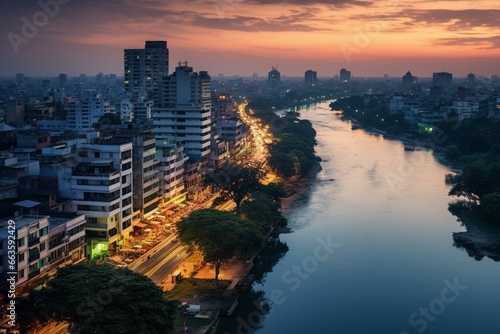 An exquisite view of Dhaka showcasing the captivating charm of Bangladesh's bustling capital city. Generative AI