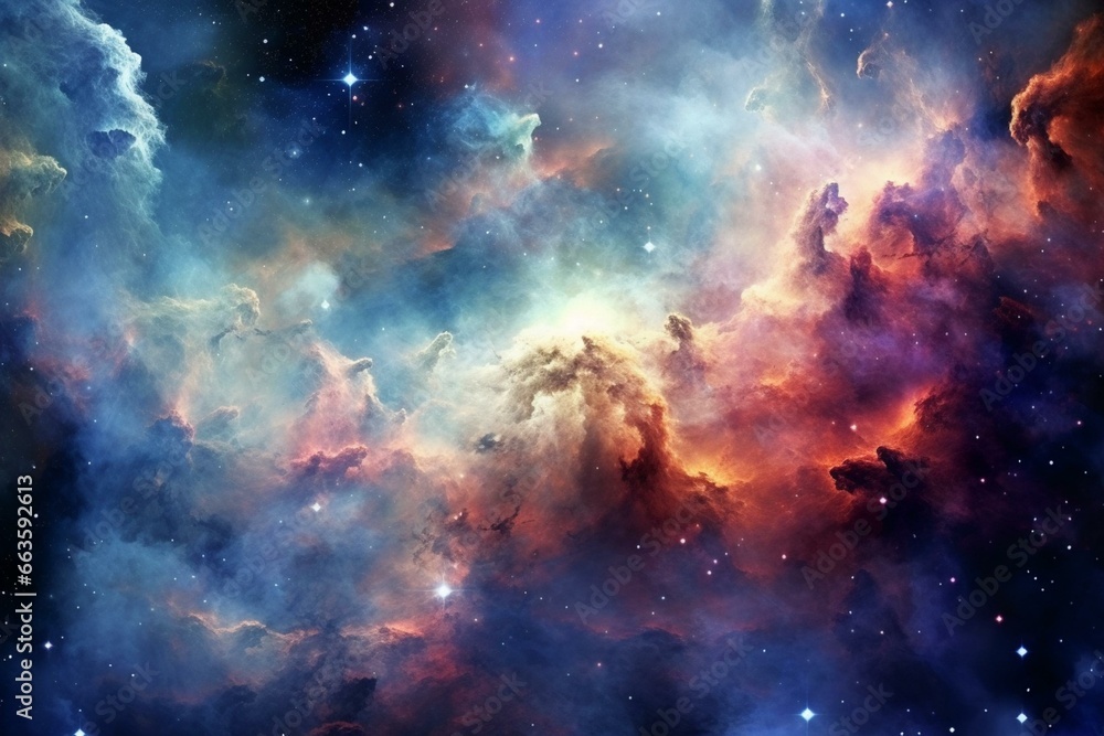 Nebulae-studded galaxy in the vast universe. Generative AI