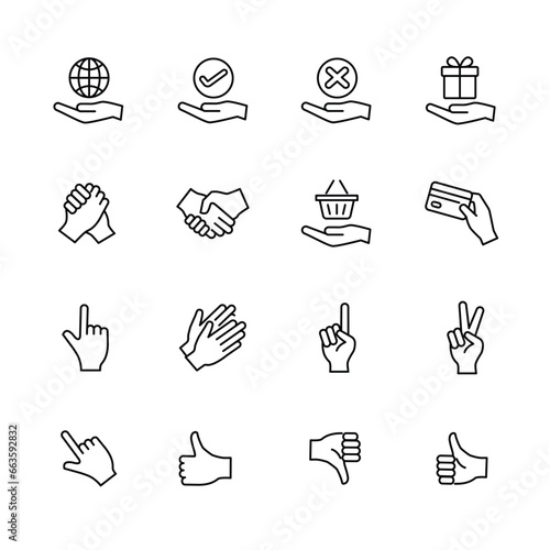 hand and finger icons , sign and hand signal icons. vector illustration