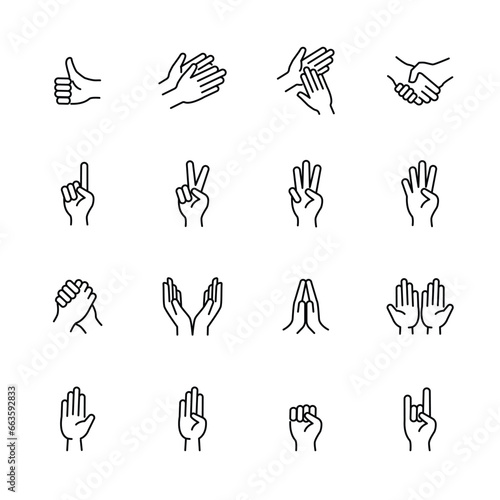 hand and finger icons , sign and hand signal icons. vector illustration