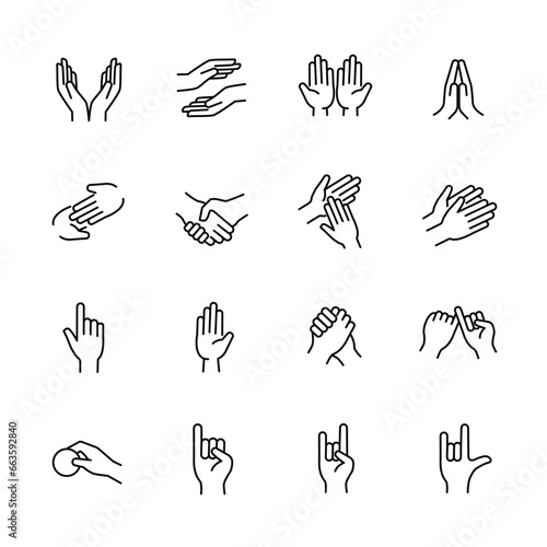 hand and finger icons , sign and hand signal icons. vector illustration photo