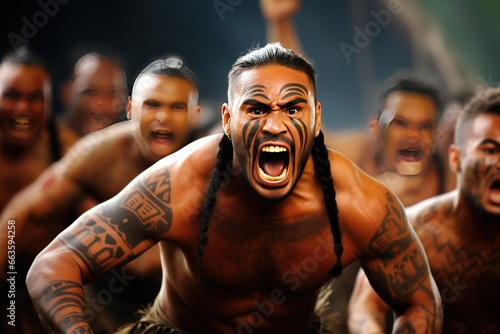 Maori haka in New Zealand, a powerful dance of war and challenge.