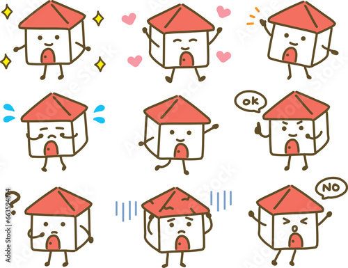 家のキャラクターのセット