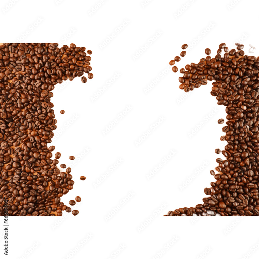 Naklejka premium Coffee Beans Border Isolated Background