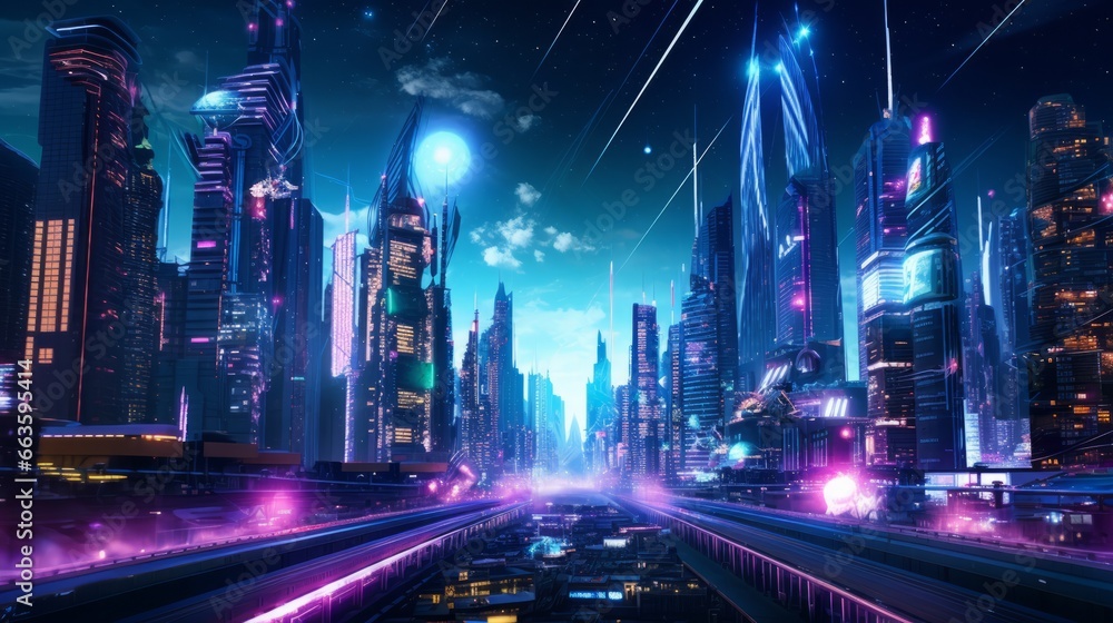 futuristic cityscape where robotic cats roam