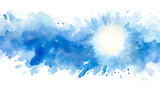 青い花火のイメージ水彩イラスト