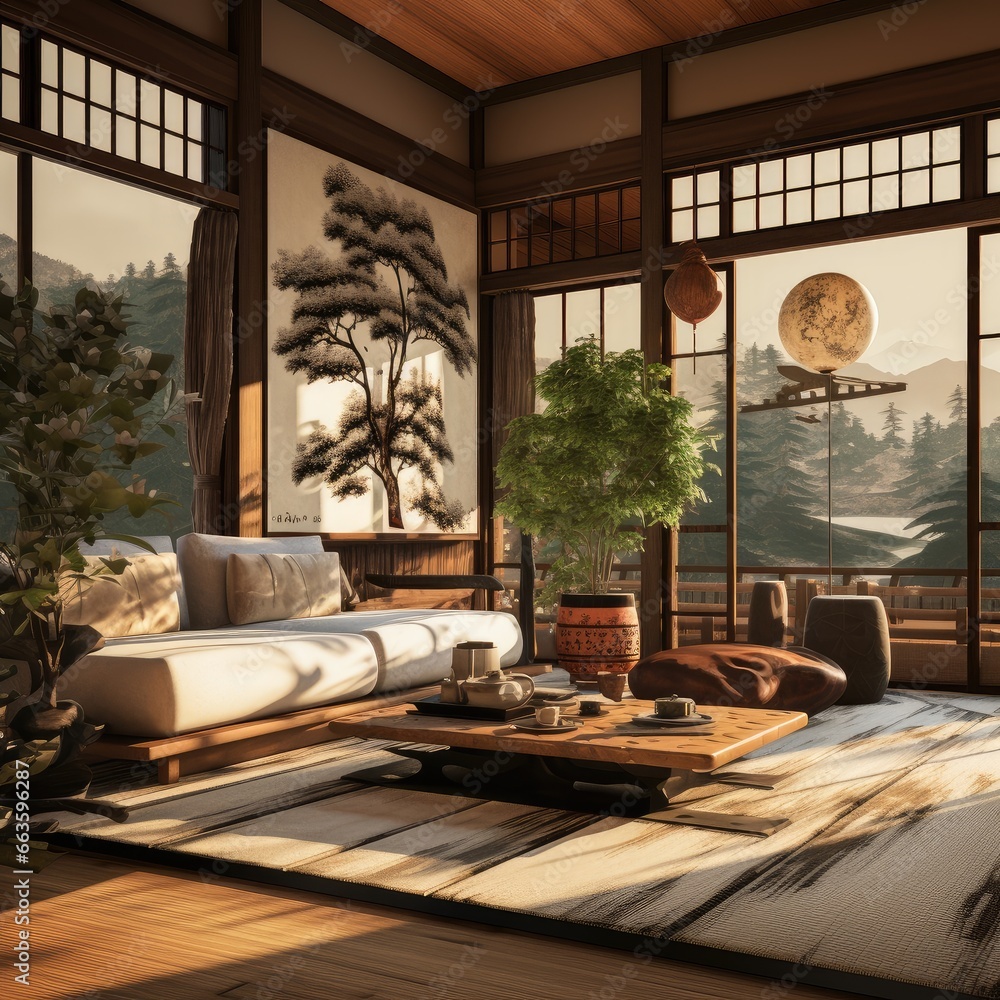 living room, Kyoto , Japan interior design 