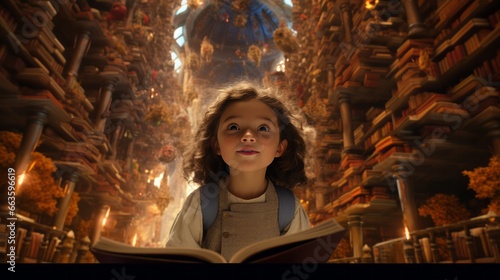 Child in a Fantastical Library