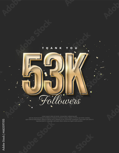 Luxury gold design saying 53k followers.