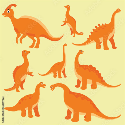 set of dinosaurs vector