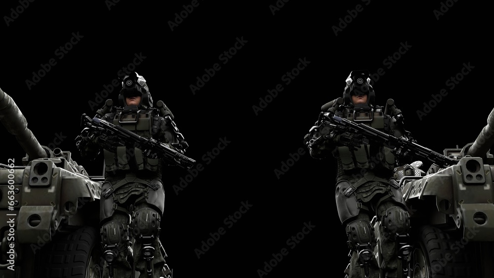 special operation squad, soldiers and tanks, 3d render special operation squad, soldiers and tanks, 3d render