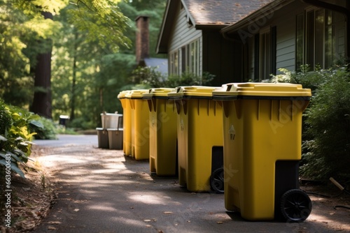Containers for sorting waste by color. Outdoor waste recycling containers