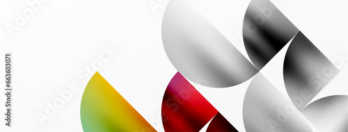 Minimalist geometric background featuring metallic round triangles, delivering sleek and modern visual aesthetic with emphasis on clean, metallic forms for wallpaper, banner, background, landing page