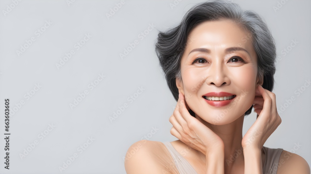 portrait of gorgeous happy middle aged mature asian woman portrait of gorgeous happy middle aged mature asian woman