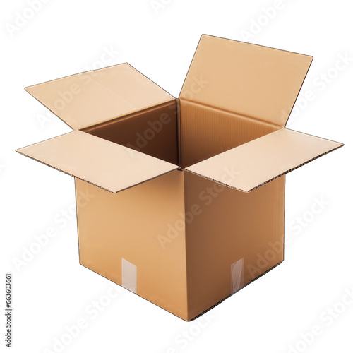 An empty carton box package isolated on white © Le