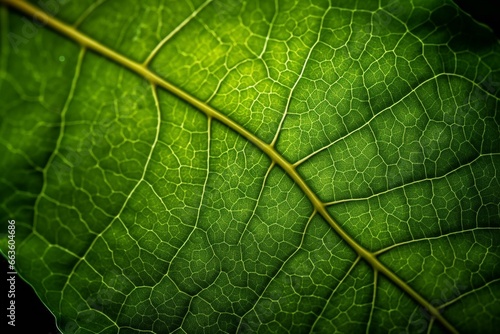 Close-up of intricate green leaf. Generative AI