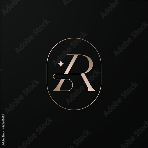 Elegant modern gold AR or RA letter logo design