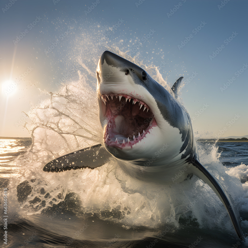 Fototapeta premium White Shark 01 - Generative AI