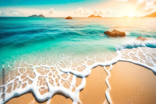 Fototapeta Naklejka Na Ścianę i Meble -  Sunset over the sea in clouds.