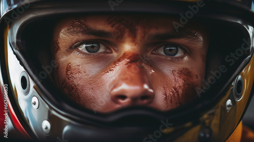Racer's Resolve: Formula 1 Driver's Unyielding Look, generative ai