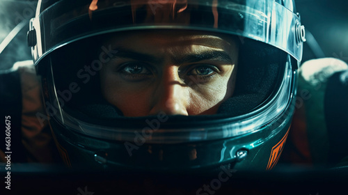 Charge to Triumph: Formula 1 Pilot in his zone, generative ai © Adolfo Perez Design