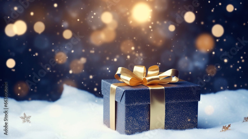 Christmas present gift box with beautiful bokeh lights © Tierney