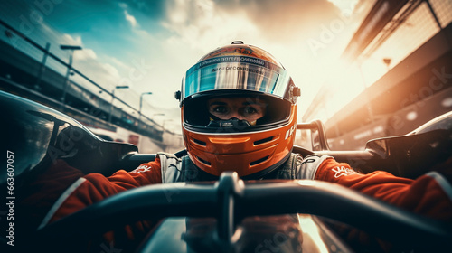 Racing Artistry: Driver's Elegance in Motion, Generative AI photo
