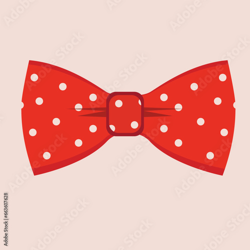 Red polka dot bow tie Vector illustration