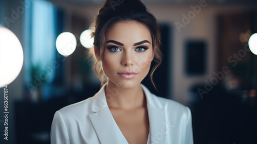 Young beautiful woman with night makeup