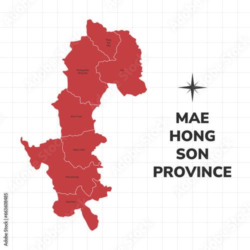 Mae Hong Son Province map illustration. Map of the province in Thailand