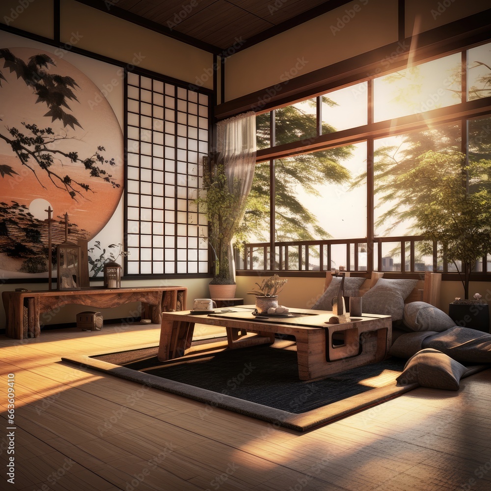 Modern Japanese style living room interior design Modern Japanese style living room interior design