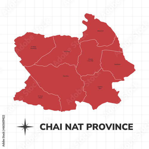 Chai Nat Province map illustration. Map of the province in Thailand