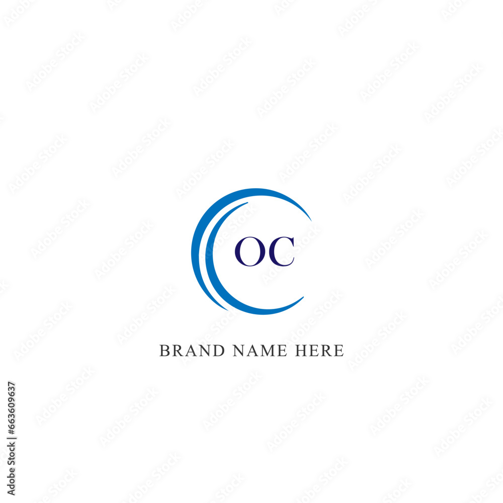 OC circle letter logo design with circle and ellipse shape. OC ellipse letters with typographic style. The three initials form a circle logo. OC Circle Emblem Abstract Monogram Letter Mark Vector.