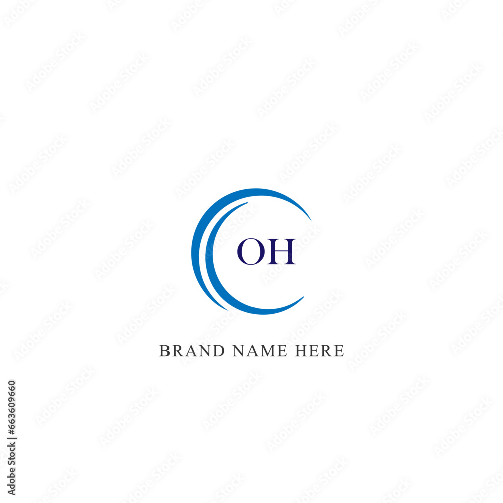 OH circle letter logo design with circle and ellipse shape. OH ellipse letters with typographic style. The three initials form a circle logo. OH Circle Emblem Abstract Monogram Letter Mark Vector.