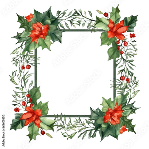 Christmas Flowers Watercolor Clip Art, Watercolor Illustration, Flowers Sublimation Design, Red White Flowers Clip Art Wreath © Vecils