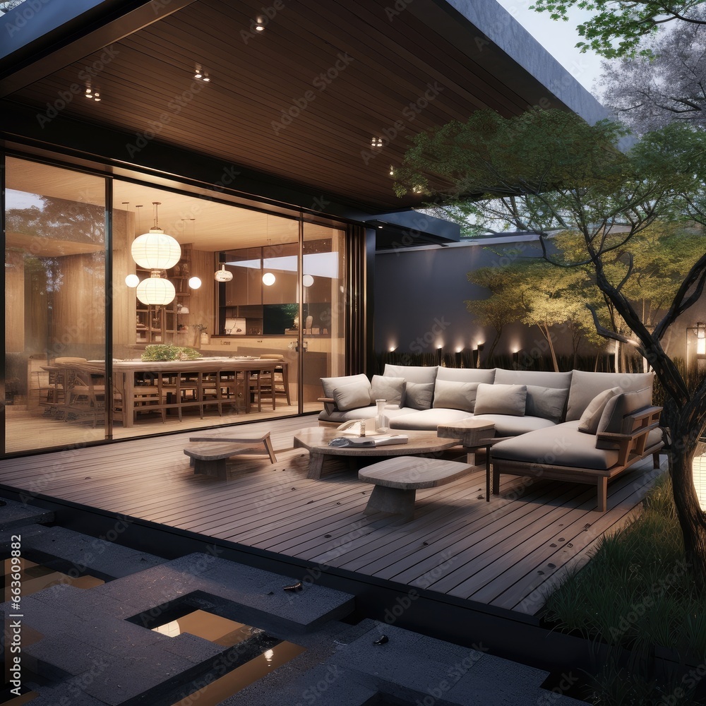 Modern Japanese style Outdoor living corner interior design Modern Japanese style Outdoor living corner interior design