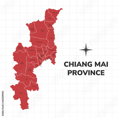 Chiang Mai Province map illustration. Map of the province in Thailand