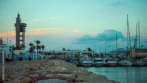 Timelapse of harbor life and boats in Algeciras Cádiz, Andalusia on the Iberian Peninsula