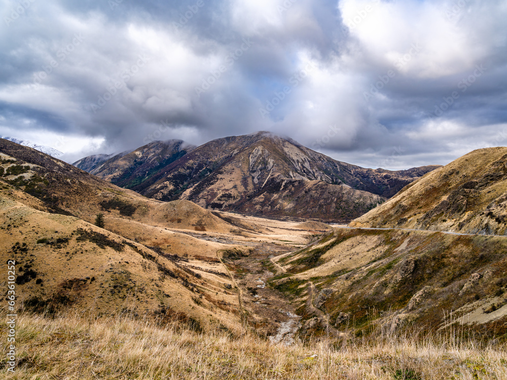 Fototapeta premium Valley landscape with sky and clouds