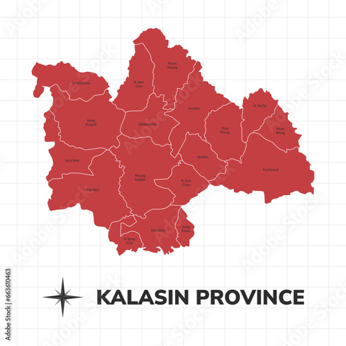 Kalasin Province map illustration. Map of the province in Thailand photo