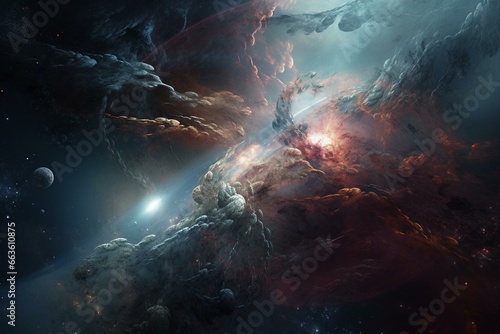 Enigmatic cosmos: an artwork showcasing stars, nebulae, and celestial wonders. Generative AI