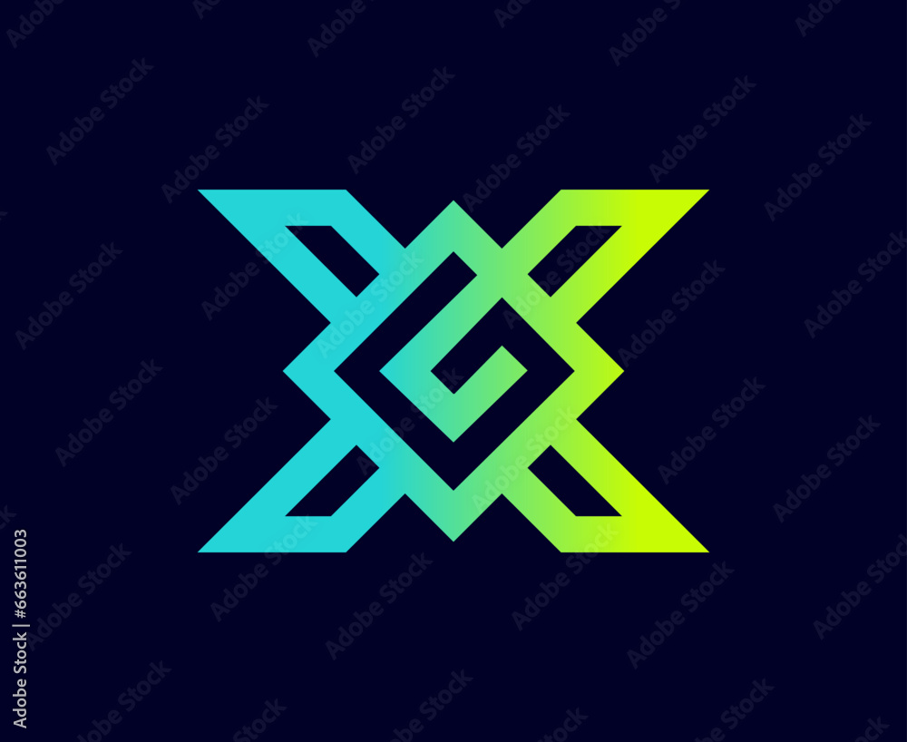 The monogram is the letter G and X. Elegant and outline. The monogram is the letter G and X. Elegant and outline.