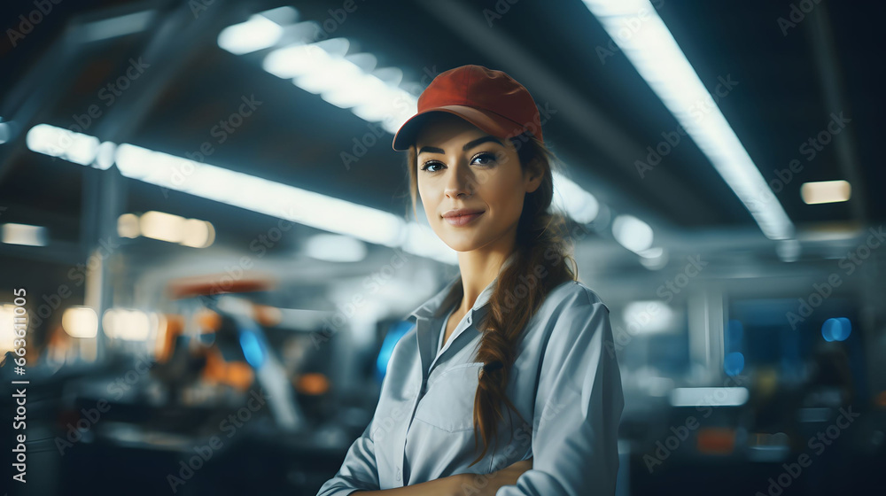 Teen female woker during his working time, automobile factory Teen female woker during his working time, automobile factory