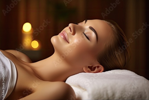 Young Woman at Spa  massage and relaxing