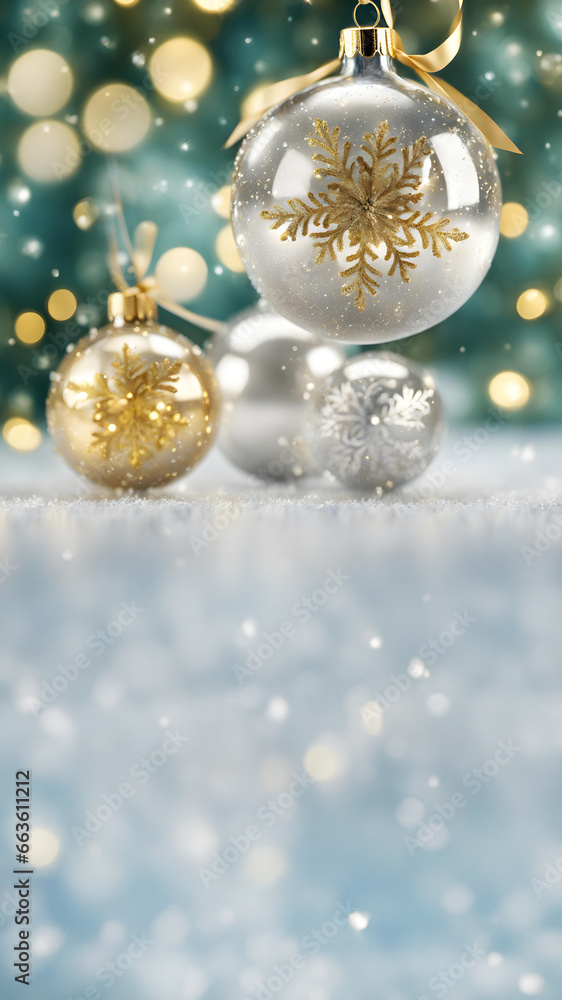 Festive Christmas Baubles mobile wallpaper , Silver & Gold, Macro Photo, Seasonal Decor. Snowflakes, gold and green bokeh background for elegant Merry Christmas and a Happy New Year 2024. Xmas 24. Festive Christmas Baubles mobile wallpaper , Silver & Gold, Macro Photo, Seasonal Decor. Snowflakes, gold and green bokeh background for elegant Merry Christmas and a Happy New Year 2024. Xmas 24.