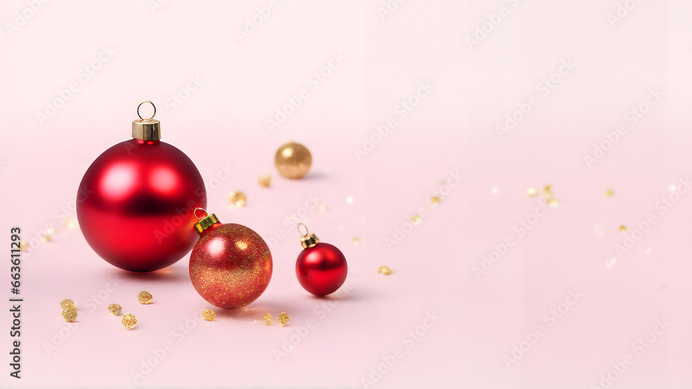 Pink Merry Xmas & Golden Happy New Year 2024 Wallpaper. Festive Christmas Baubles Banner. Seasonal Macro Photo with golden flakes bokeh Background and copy space Pink Merry Xmas & Golden Happy New Year 2024 Wallpaper. Festive Christmas Baubles Banner. Seasonal Macro Photo with golden flakes bokeh Background and copy space