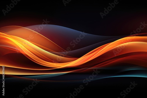 In this abstract wallpaper or background image, flowing lines bathed in warm rays of light elegantly cross the scene, creating a serene visual composition. Photorealistic illustration