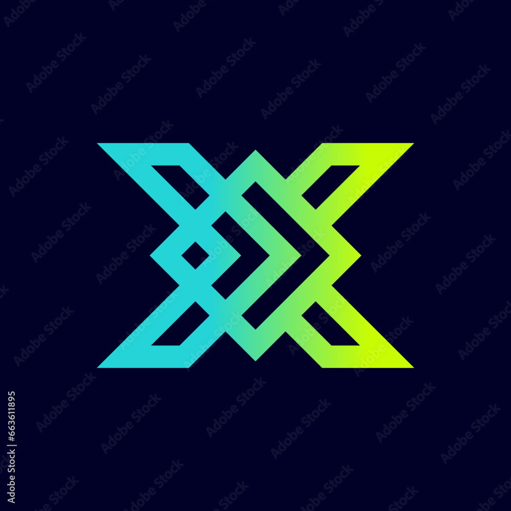 The monogram is the letter X and arrows. Elegant and outline. The monogram is the letter X and arrows. Elegant and outline.